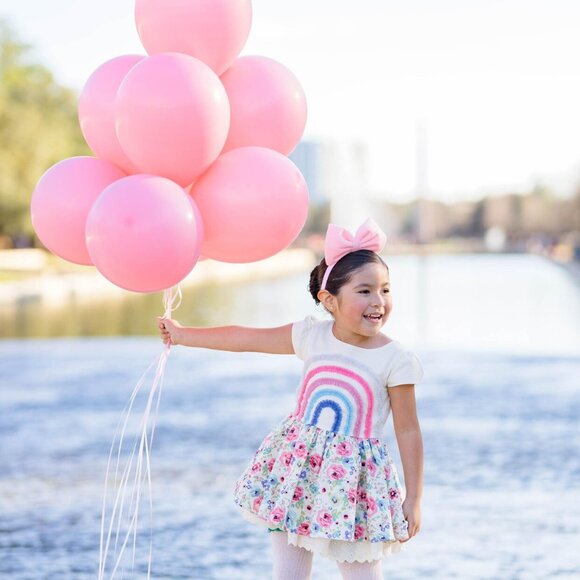 Sz 8 and 10 Girl August Boho Floral Rainbow dress and shorts NWT - Picture 2 of 13